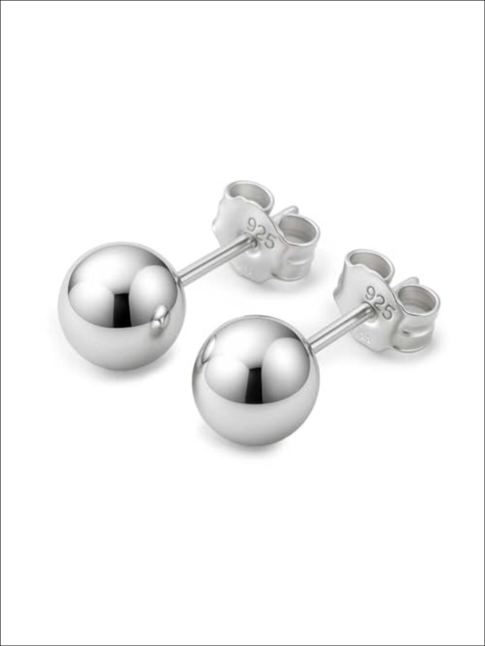 Sterling Silver Ball Stud Earrings 8mm Solid Round Post Push Back